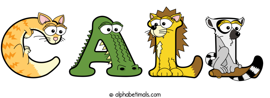 Call animal word art spelling Call with Alphabetimals - cartoon alphabet animals