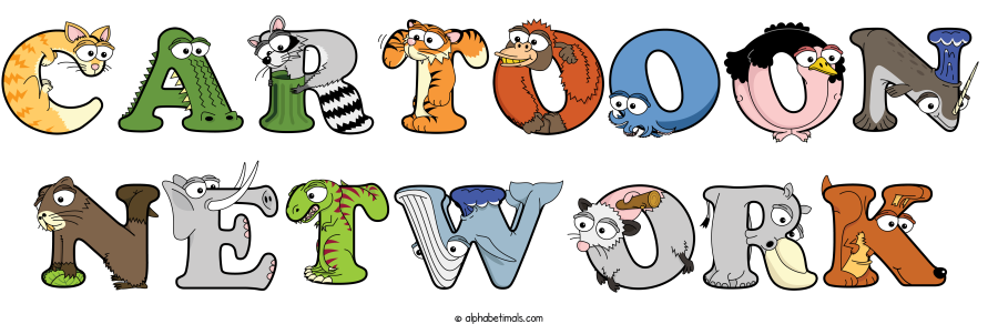 Cartooon Network animal word art spelling Cartooon Network with Alphabetimals - cartoon alphabet animals
