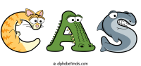 cas spelled using animal alphabet letters