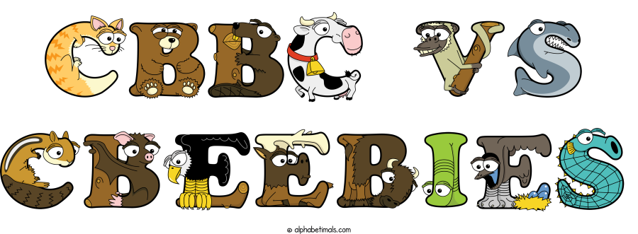 Cbbc Vs Cbeebies animal word art spelling Cbbc Vs Cbeebies with Alphabetimals - cartoon alphabet animals