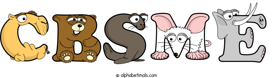 Cbsme animal word art spelling Cbsme with Alphabetimals - cartoon alphabet animals