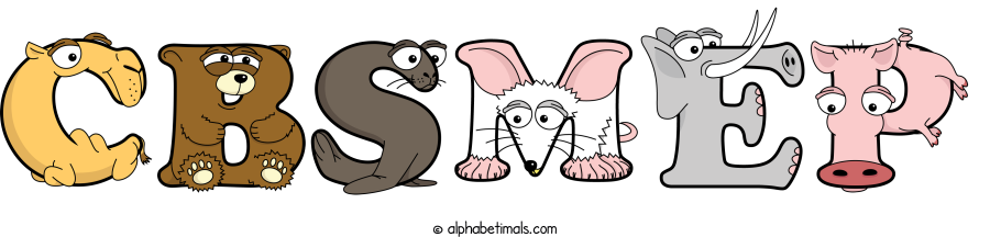 Cbsmep animal word art spelling Cbsmep with Alphabetimals - cartoon alphabet animals