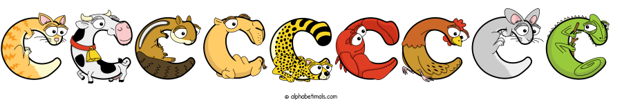 Ccccccccc animal word art spelling Ccccccccc with Alphabetimals - cartoon alphabet animals