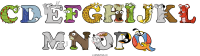 cdefghijkl-mnopq spelled using animal alphabet letters