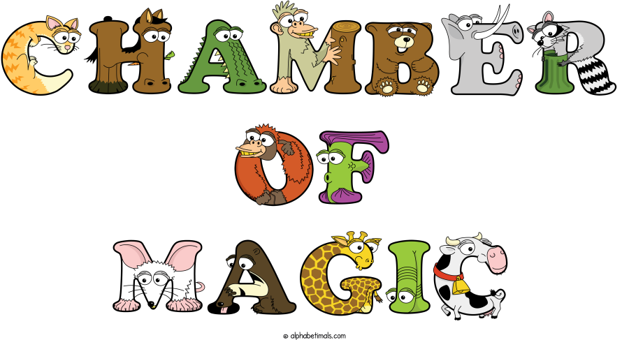 Chamber Of Magic animal word art spelling Chamber Of Magic with Alphabetimals - cartoon alphabet animals