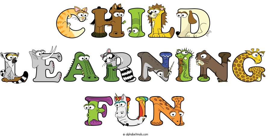 Child Learning Fun animal word art spelling Child Learning Fun with Alphabetimals - cartoon alphabet animals