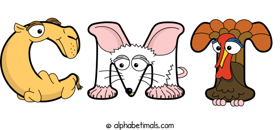 Cmt animal word art spelling Cmt with Alphabetimals - cartoon alphabet animals