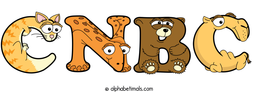 Cnbc animal word art spelling Cnbc with Alphabetimals - cartoon alphabet animals