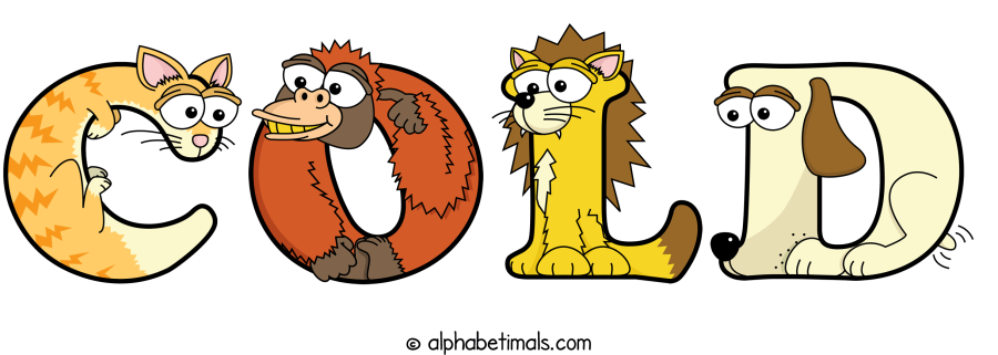Cold animal word art spelling Cold with Alphabetimals - cartoon alphabet animals