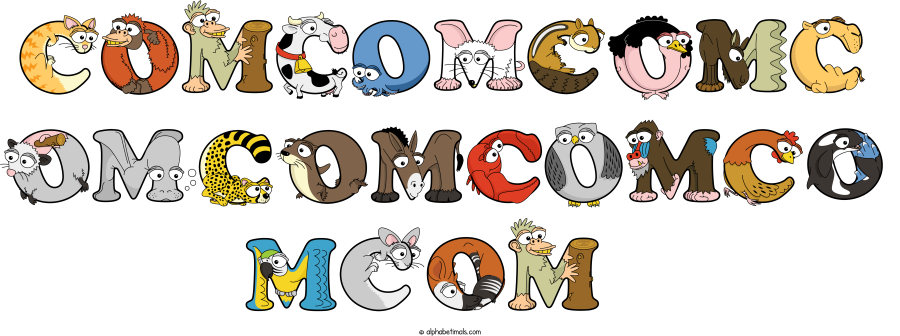Comcomcomc Omcomcomco Mcom animal word art spelling Comcomcomc Omcomcomco Mcom with Alphabetimals - cartoon alphabet animals