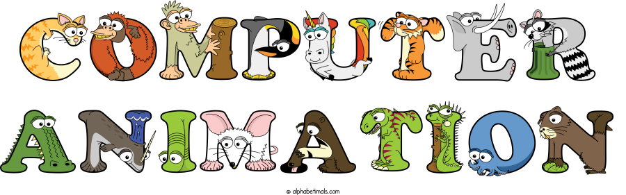 Computer Animation animal word art spelling Computer Animation with Alphabetimals - cartoon alphabet animals