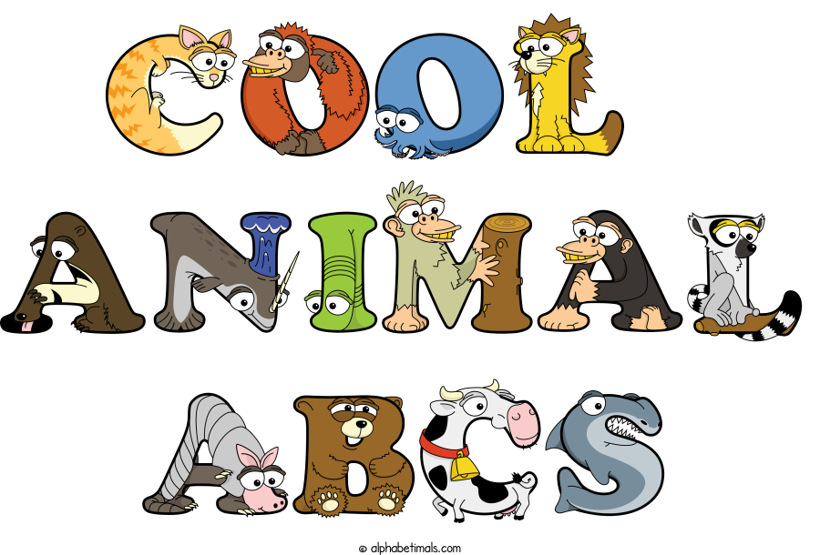 Cool  Animal Abcs animal word art spelling Cool  Animal Abcs with Alphabetimals - cartoon alphabet animals