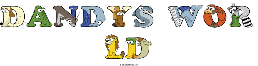 Dandys Wor Ld animal word art spelling Dandys Wor Ld with Alphabetimals - cartoon alphabet animals