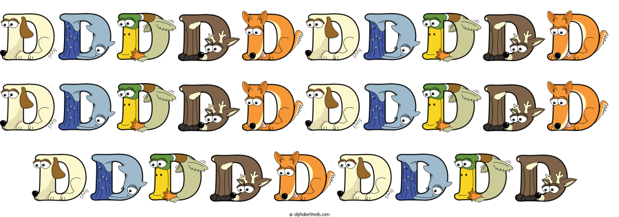 Dddddddddd Dddddddddd Ddddddddd animal word art spelling Dddddddddd Dddddddddd Ddddddddd with Alphabetimals - cartoon alphabet animals