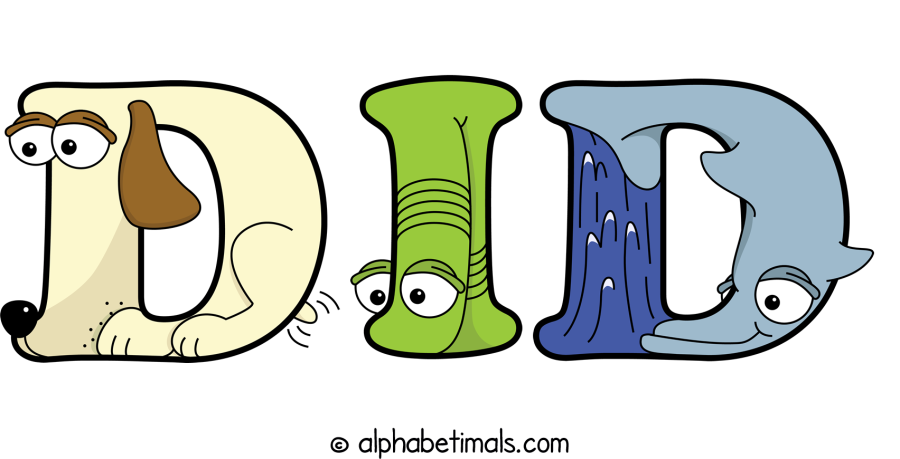 Did animal word art spelling Did with Alphabetimals - cartoon alphabet animals
