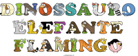 dinossauro-elefante-flamingo animal word art