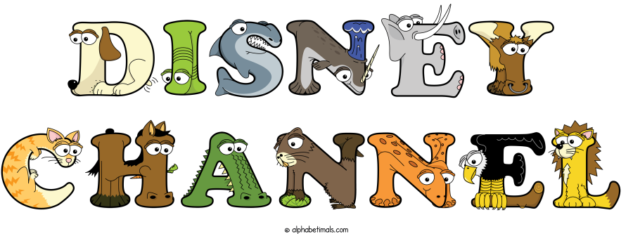 Disney Channel animal word art spelling Disney Channel with Alphabetimals - cartoon alphabet animals