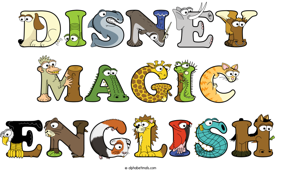 Disney Magic English animal word art spelling Disney Magic English with Alphabetimals - cartoon alphabet animals