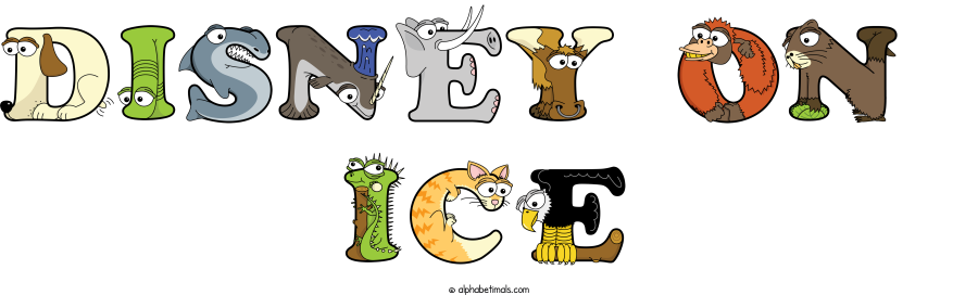 Disney On  Ice animal word art spelling Disney On  Ice with Alphabetimals - cartoon alphabet animals