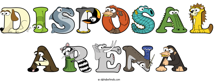 Disposal Arena animal word art spelling Disposal Arena with Alphabetimals - cartoon alphabet animals