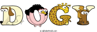 dogy spelled using animal alphabet letters