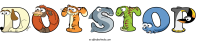 dotstop spelled using animal alphabet letters