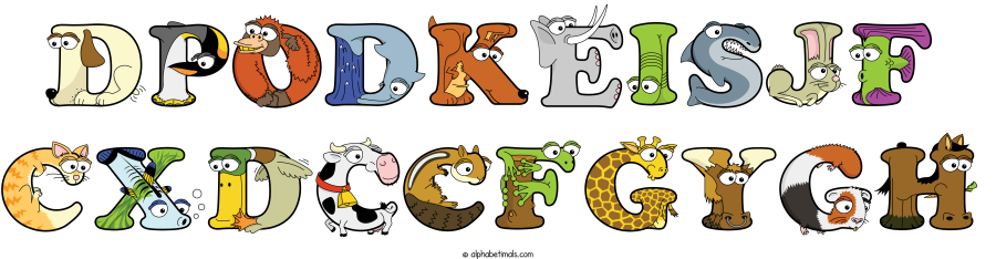 Dpodkeisjf Cxdccfgygh animal word art spelling Dpodkeisjf Cxdccfgygh with Alphabetimals - cartoon alphabet animals
