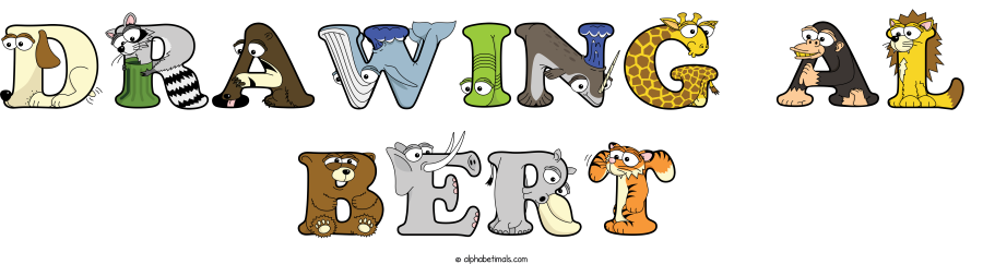 Drawing Al Bert animal word art spelling Drawing Al Bert with Alphabetimals - cartoon alphabet animals