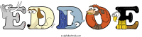 eddoe spelled using animal alphabet letters