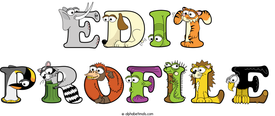 Edit Profile animal word art spelling Edit Profile with Alphabetimals - cartoon alphabet animals