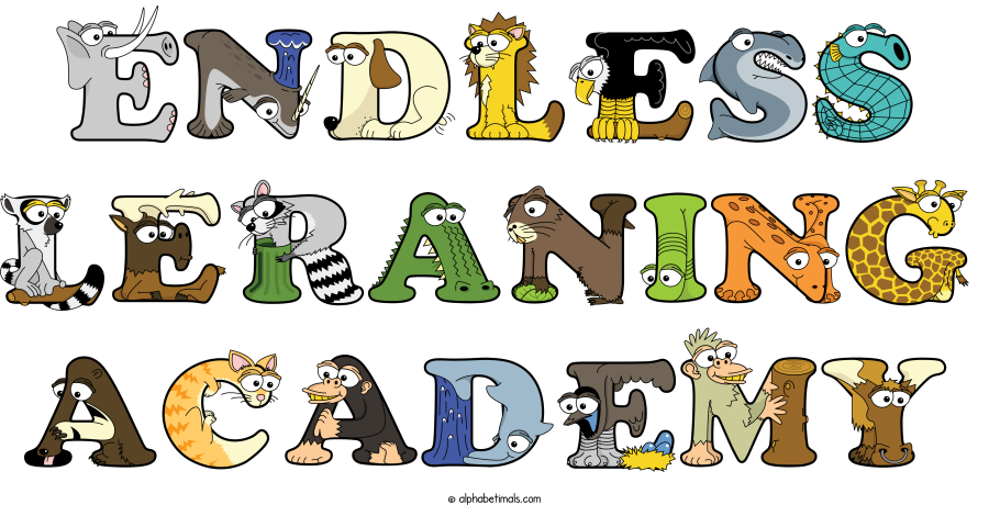 Endless Leraning Academy animal word art spelling Endless Leraning Academy with Alphabetimals - cartoon alphabet animals