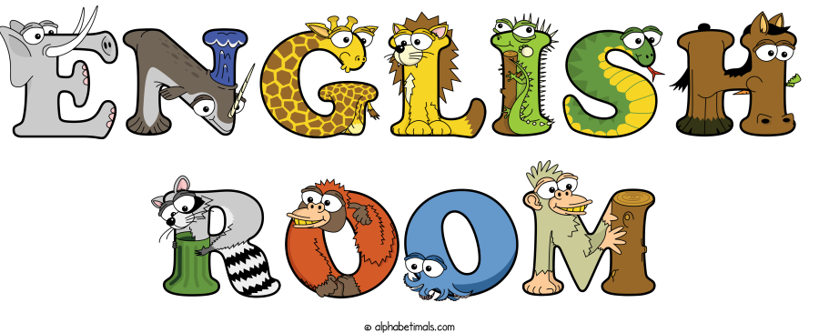 English Room animal word art spelling English Room with Alphabetimals - cartoon alphabet animals