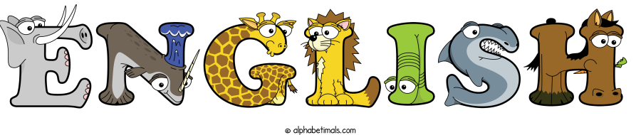 English animal word art spelling English with Alphabetimals - cartoon alphabet animals
