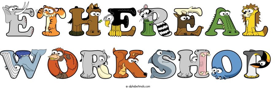 Ethereal Workshop animal word art spelling Ethereal Workshop with Alphabetimals - cartoon alphabet animals