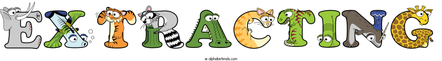 Extracting animal word art spelling Extracting with Alphabetimals - cartoon alphabet animals