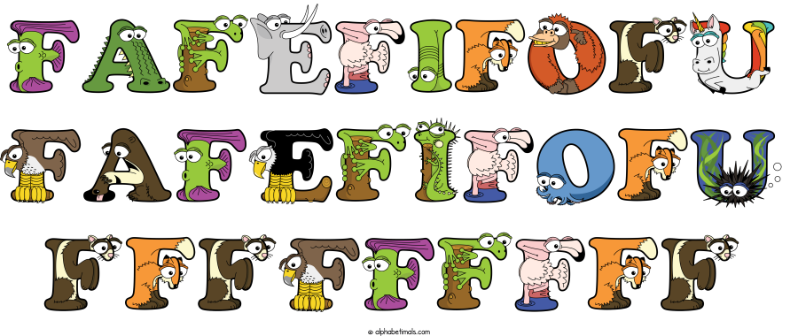 Fafefifofu Fafefifofu Fffffffff animal word art spelling Fafefifofu Fafefifofu Fffffffff with Alphabetimals - cartoon alphabet animals