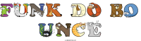 funk-do-bo-unce spelled using animal alphabet letters