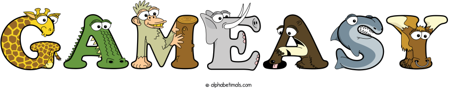 Gameasy animal word art spelling Gameasy with Alphabetimals - cartoon alphabet animals
