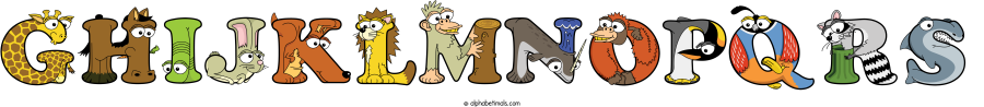 Ghijklmnopqrs animal word art spelling Ghijklmnopqrs with Alphabetimals - cartoon alphabet animals