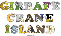 girrafe-crane-island animal word art