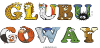 glubu-goway spelled using animal alphabet letters