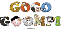 gogo-goompi spelled using animal alphabet letters