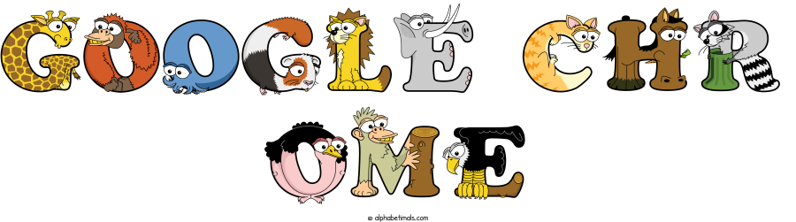 Google Chr Ome animal word art spelling Google Chr Ome with Alphabetimals - cartoon alphabet animals