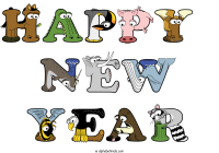 Happy  New Year animal word art