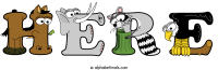 here animal word art