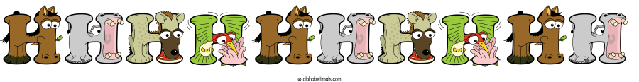 Hhhhhhhhhh animal word art spelling Hhhhhhhhhh with Alphabetimals - cartoon alphabet animals