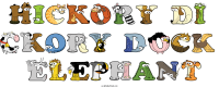 Hickory Di Ckory Dock  Elephant animal word art