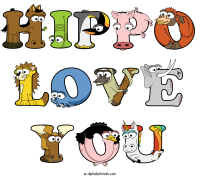 hippo-love-you animal word art