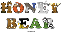 honey-bear spelled using animal alphabet letters