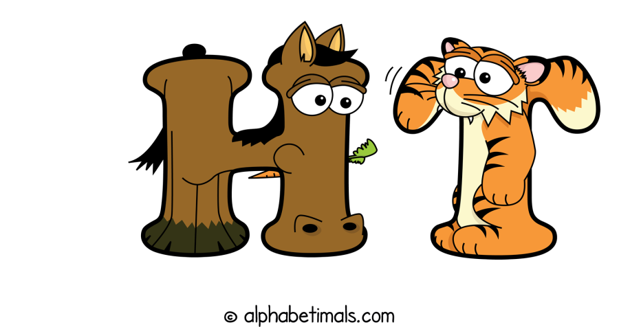 Ht animal word art spelling Ht with Alphabetimals - cartoon alphabet animals